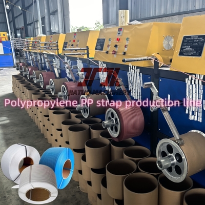 PLC 제어 및 논스톱 체인저를 갖춘 전문 380KG/H 용량 PP 스트랩 생산 라인