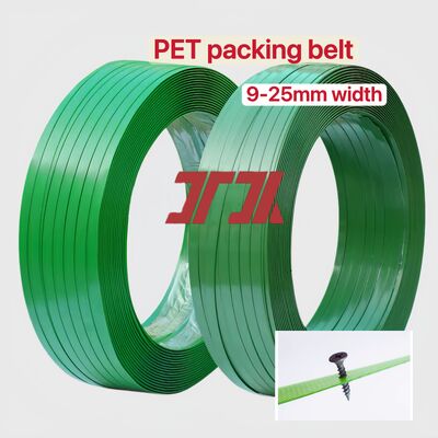 9-25mm PET 포장 벨트 PET 플라스틱 스틸 스트래핑 100% 병 재활용 소재 파쇄 PET 포장 스트래핑