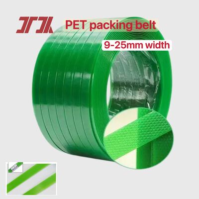PET 플라스틱 강철 포장 9-25mm 자동 스트랩링을 위한 녹색 PET 스트랩링 벨트