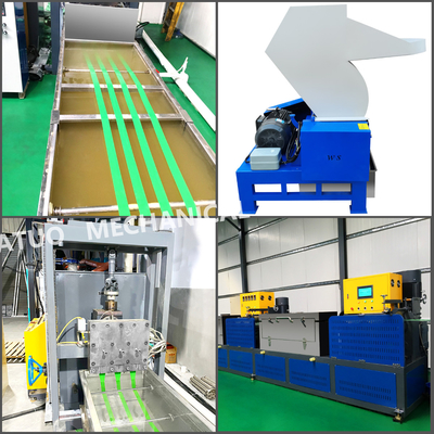 PLC 제어 200kg / H 플라스틱 PET 스트립 제조 기계 200KW 고속 생산 라인