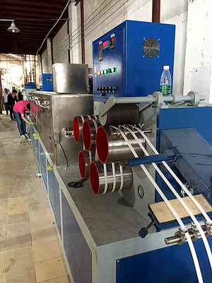 100kg/H 0.45mm 0.5mm PET PP 스트래핑 밴드 제조 기계 80KW PLC 제어 시스템